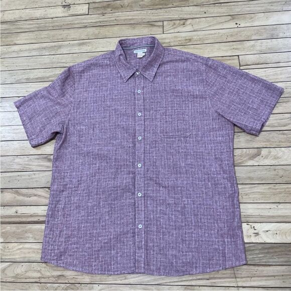 Carbon 2 Cobalt Linen Shirt Men L Light Red Pocket Button Up Casual Summer Large - Picture 15 of 16